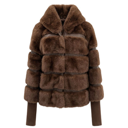 Baldinini Trend brown polyester jacket with hood