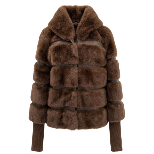 Baldinini Trend brown polyester jacket with hood