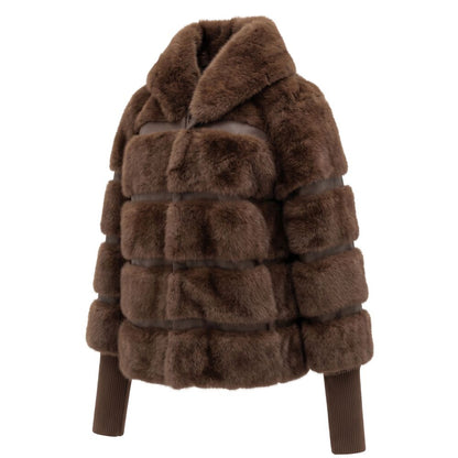 Baldinini Trend brown polyester jacket with hood