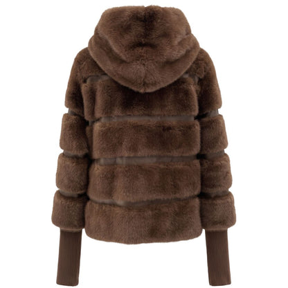 Baldinini Trend brown polyester jacket with hood