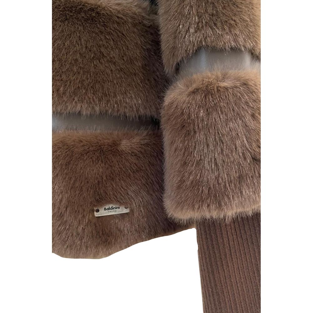 Baldinini Trend brown polyester jacket with hood