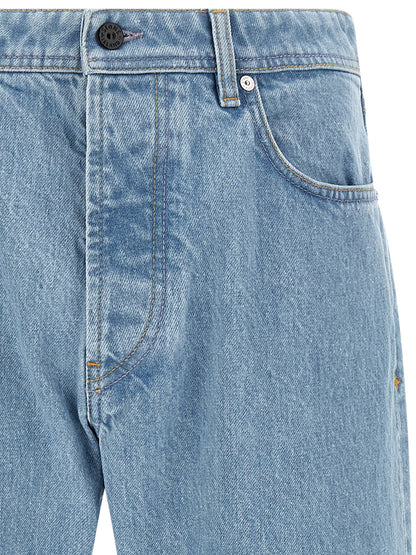 Stone Island Blue Cotton Straight-Leg Jeans