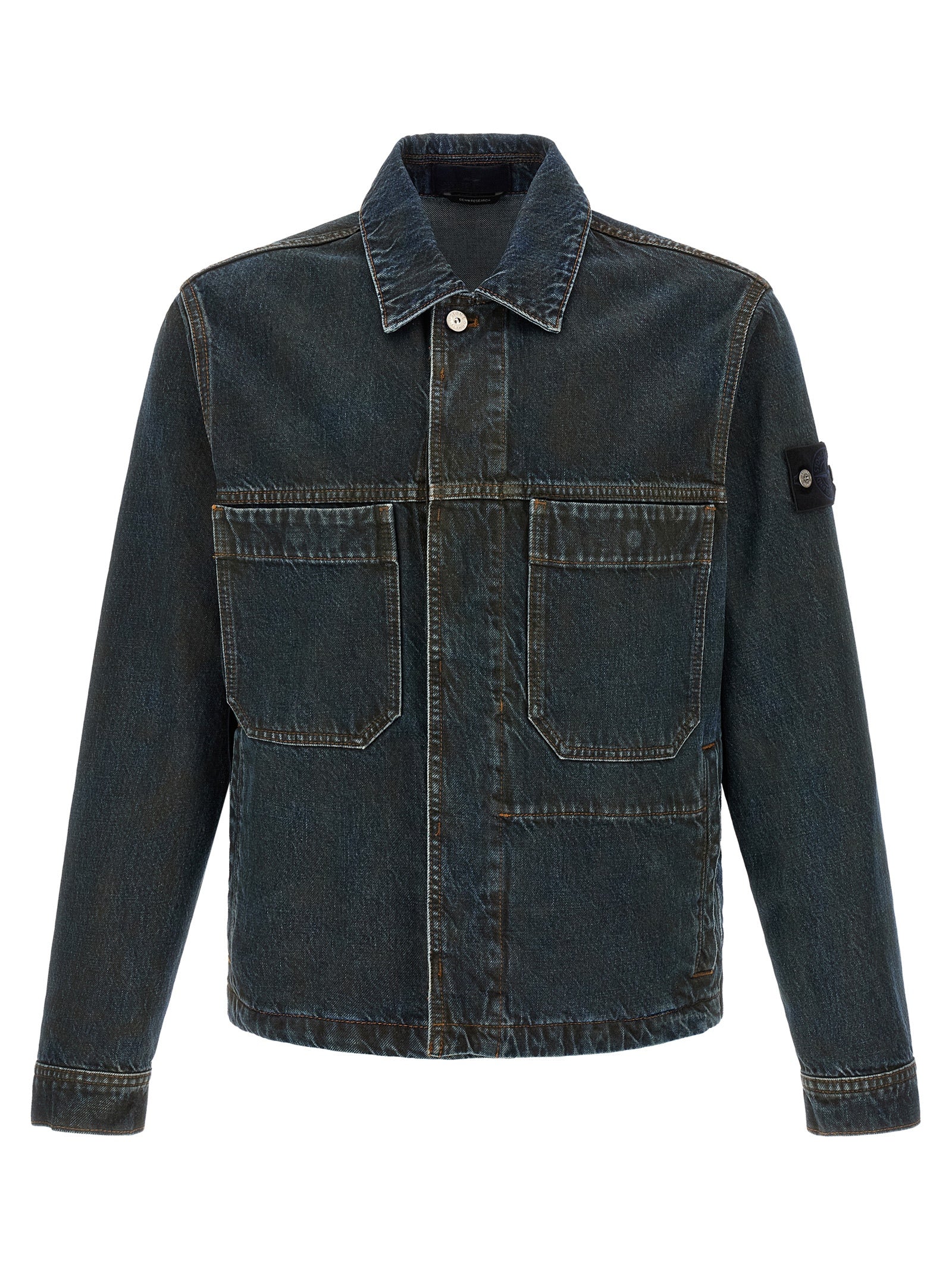 Stone Island Blue Cotton Denim Jacket