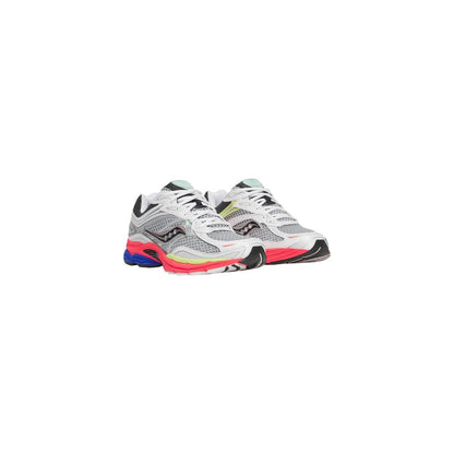 Beige Saucony unisex athletic sneakers in synthetic material and fabric