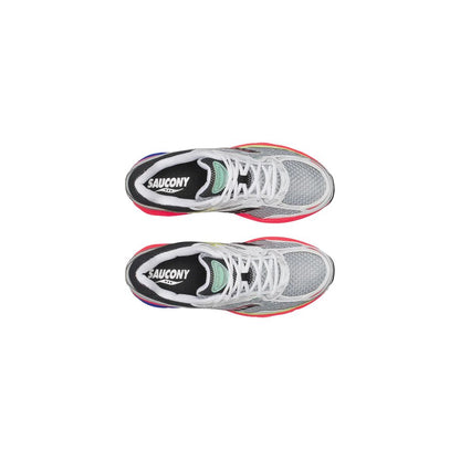 Beige Saucony unisex athletic sneakers in synthetic material and fabric