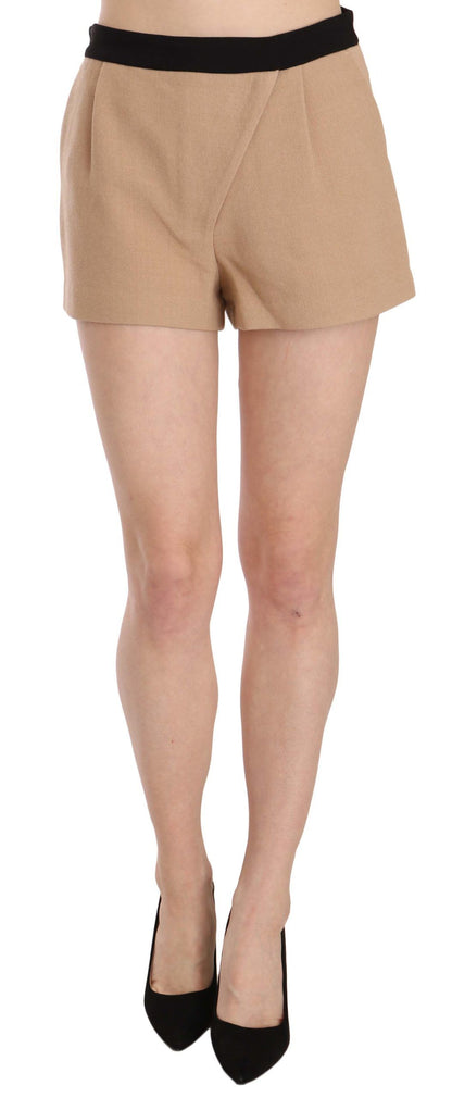 Beige C’N’C Costume National mid waist mini shorts in viscose and wool