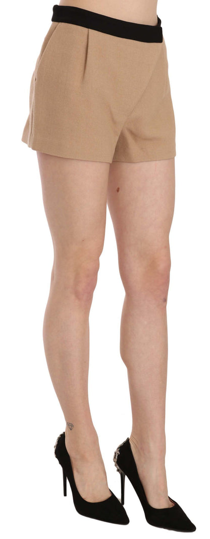 Beige C’N’C Costume National mid waist mini shorts in viscose and wool