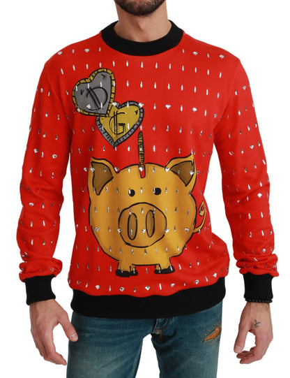 Dolce & Gabbana Year of the Pig Crystal Sweater – Red