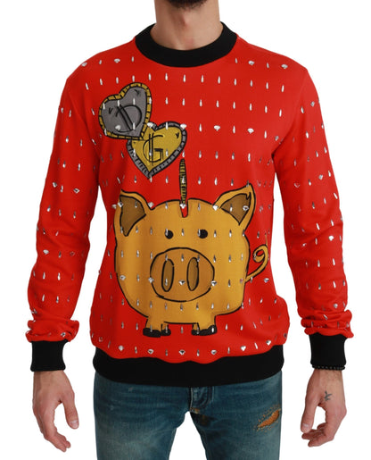 Dolce & Gabbana Year of the Pig Crystal Sweater – Red