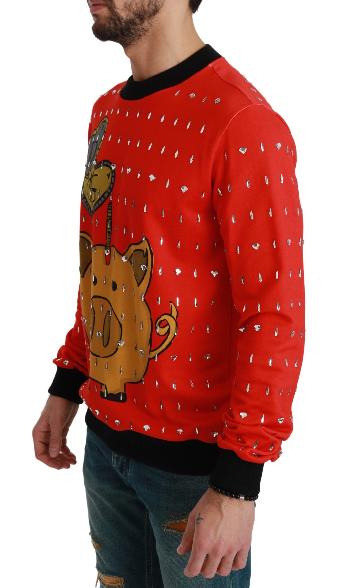 Dolce & Gabbana Year of the Pig Crystal Sweater – Red