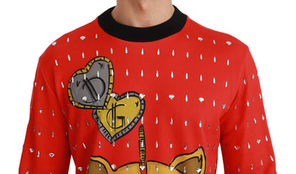 Dolce & Gabbana Year of the Pig Crystal Sweater – Red