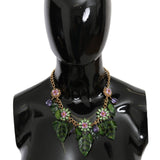 Dolce & Gabbana Elegant Alua Crystal Charms Leaves Pendant Necklace