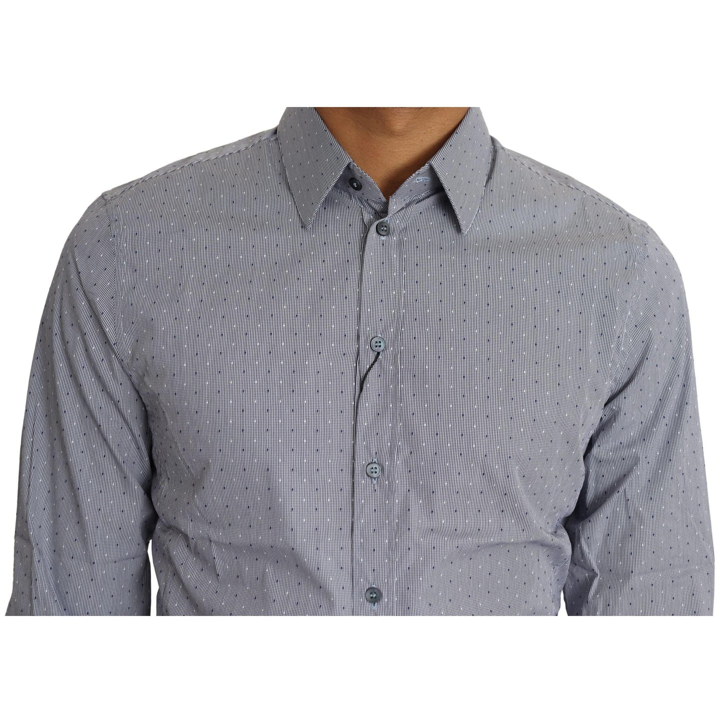 Dolce & Gabbana Gray Dotted Semi Fitted Formal SICILIA Shirt