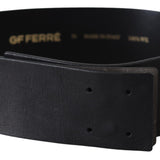 GF Ferre Black Genuine Leather Wide Logo Waist Belt