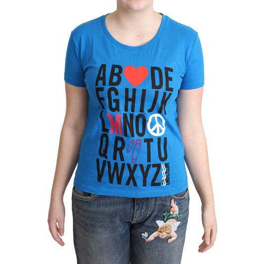 Moschino Blue Cotton Alphabet Letter Print Tops