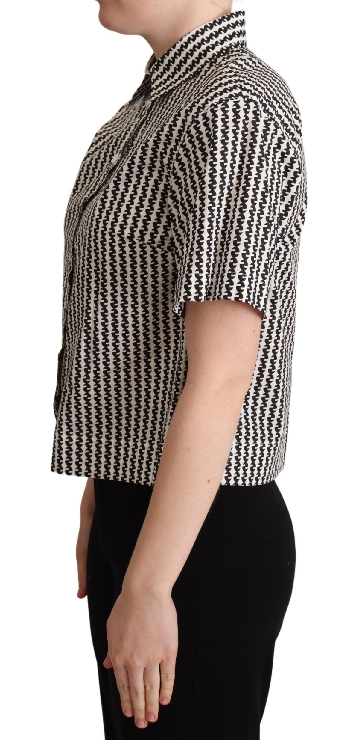 Dolce & Gabbana White Black Fantasy Pattern Shirt