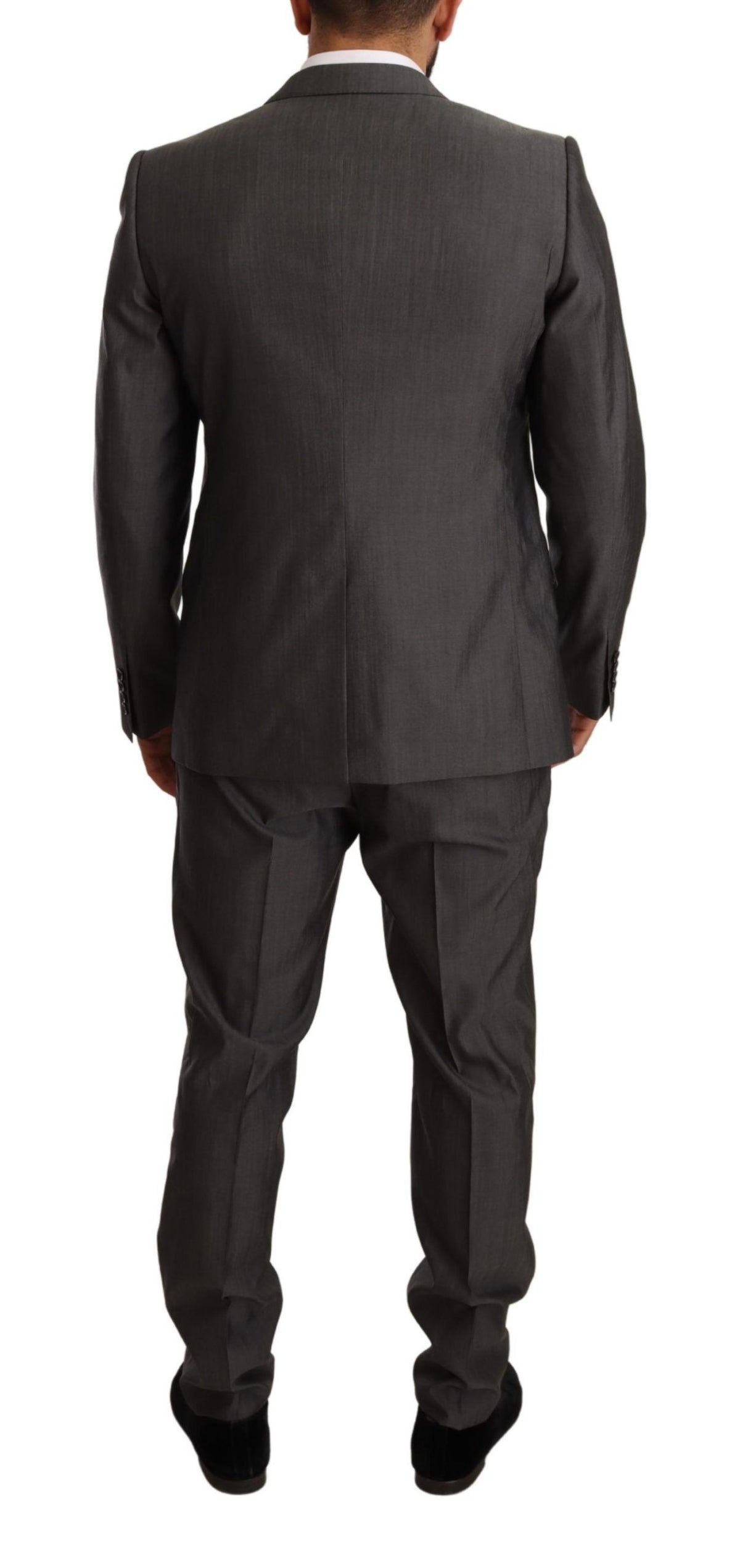 Dolce & Gabbana gray metallic MARTINI slim fit wool and silk suit