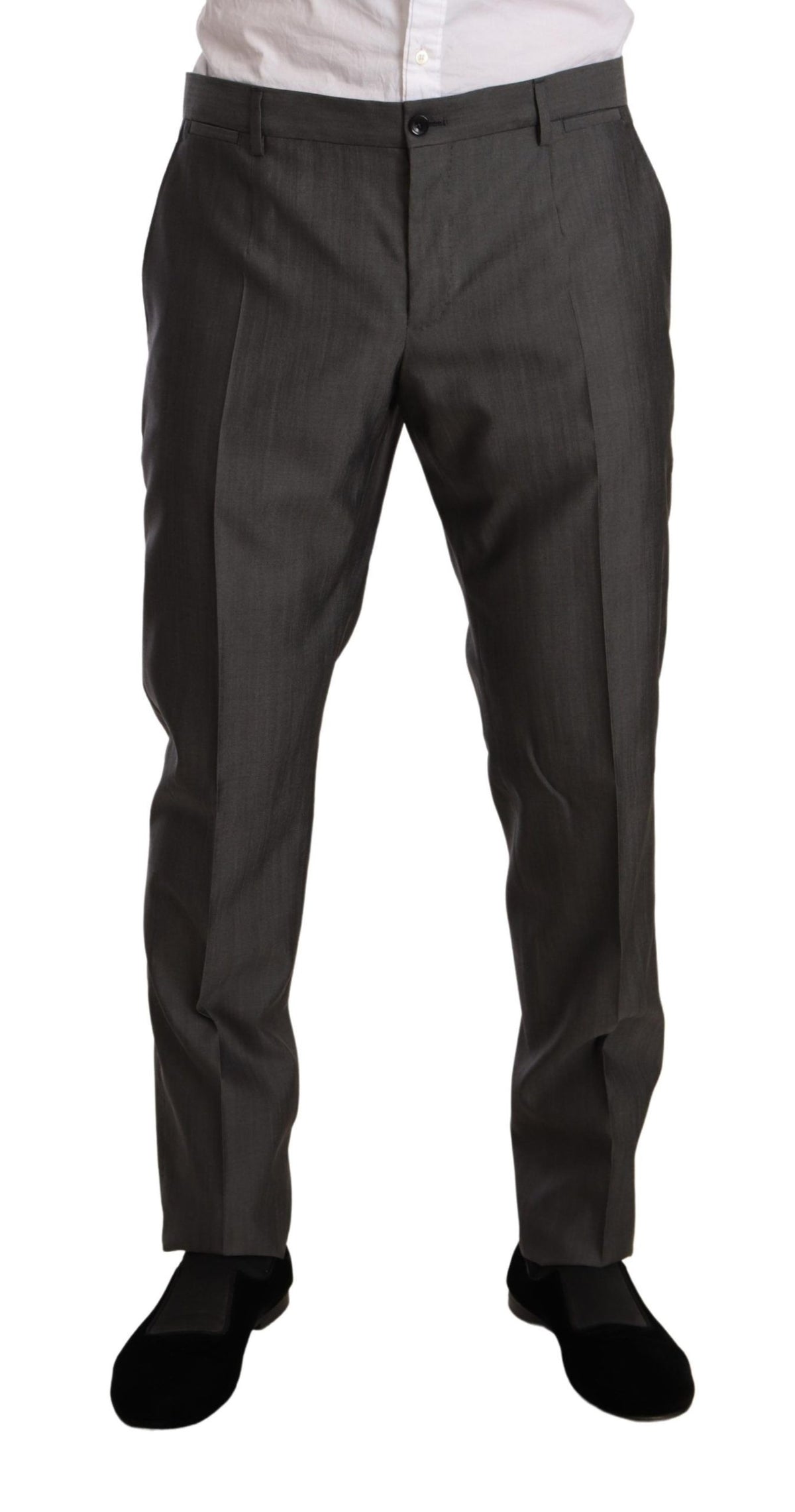 Dolce & Gabbana gray metallic MARTINI slim fit wool and silk suit