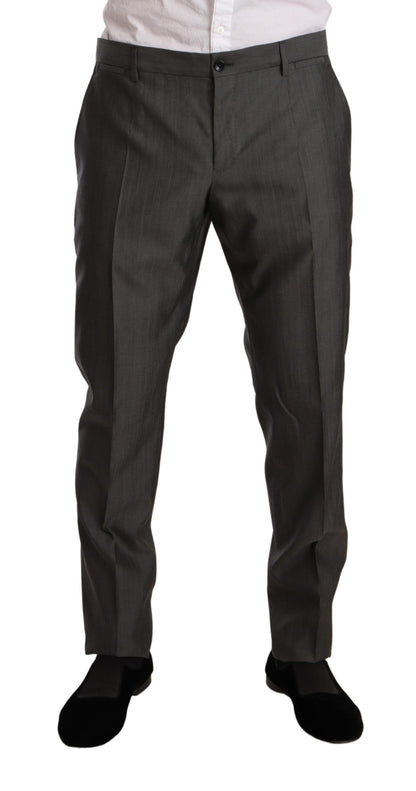 Dolce & Gabbana gray metallic MARTINI slim fit wool and silk suit