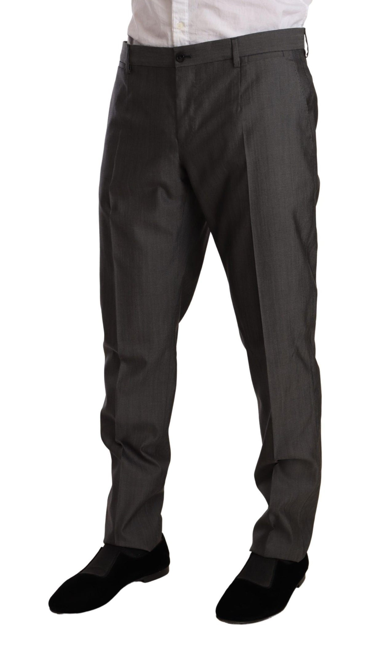Dolce & Gabbana gray metallic MARTINI slim fit wool and silk suit
