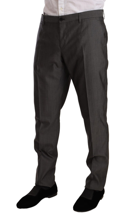 Dolce & Gabbana gray metallic MARTINI slim fit wool and silk suit
