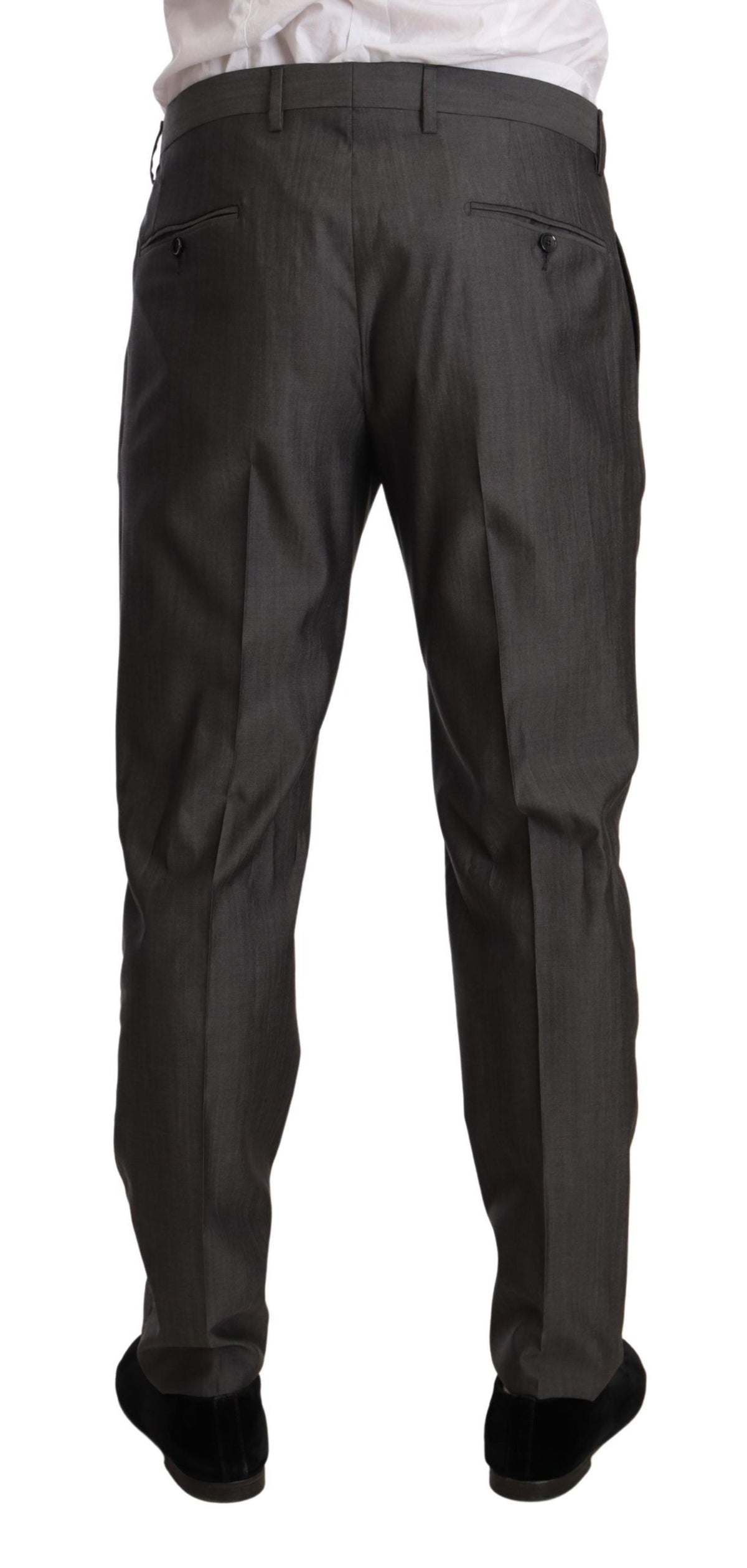 Dolce & Gabbana gray metallic MARTINI slim fit wool and silk suit