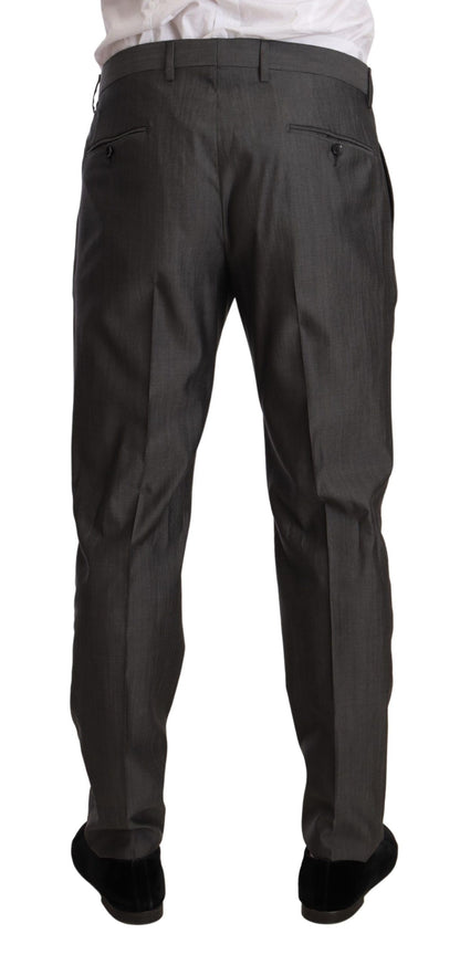 Dolce & Gabbana gray metallic MARTINI slim fit wool and silk suit