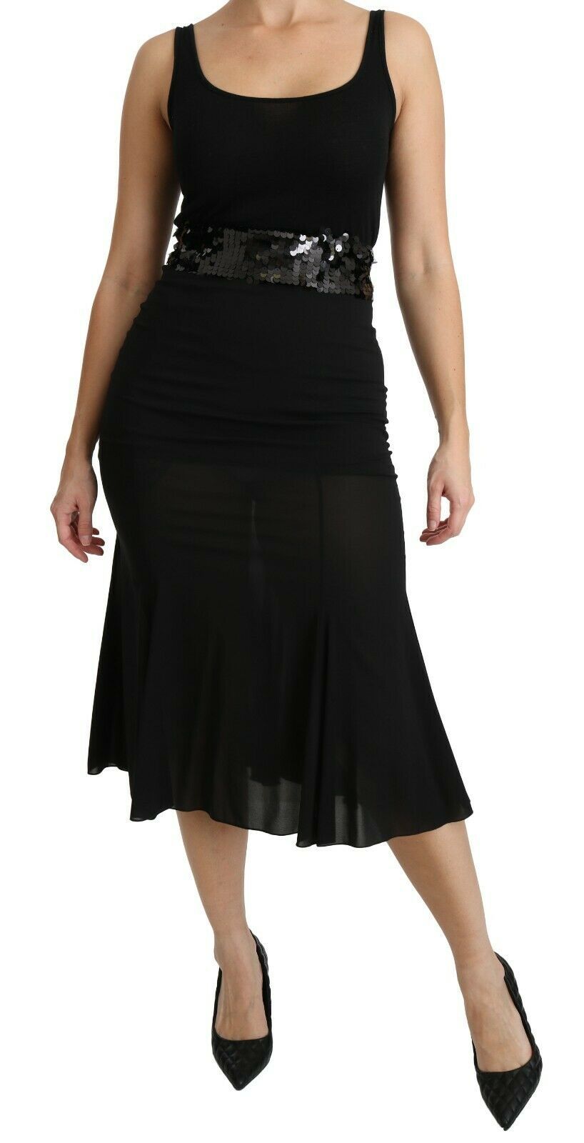 Black Dolce & Gabbana silk midi skirt