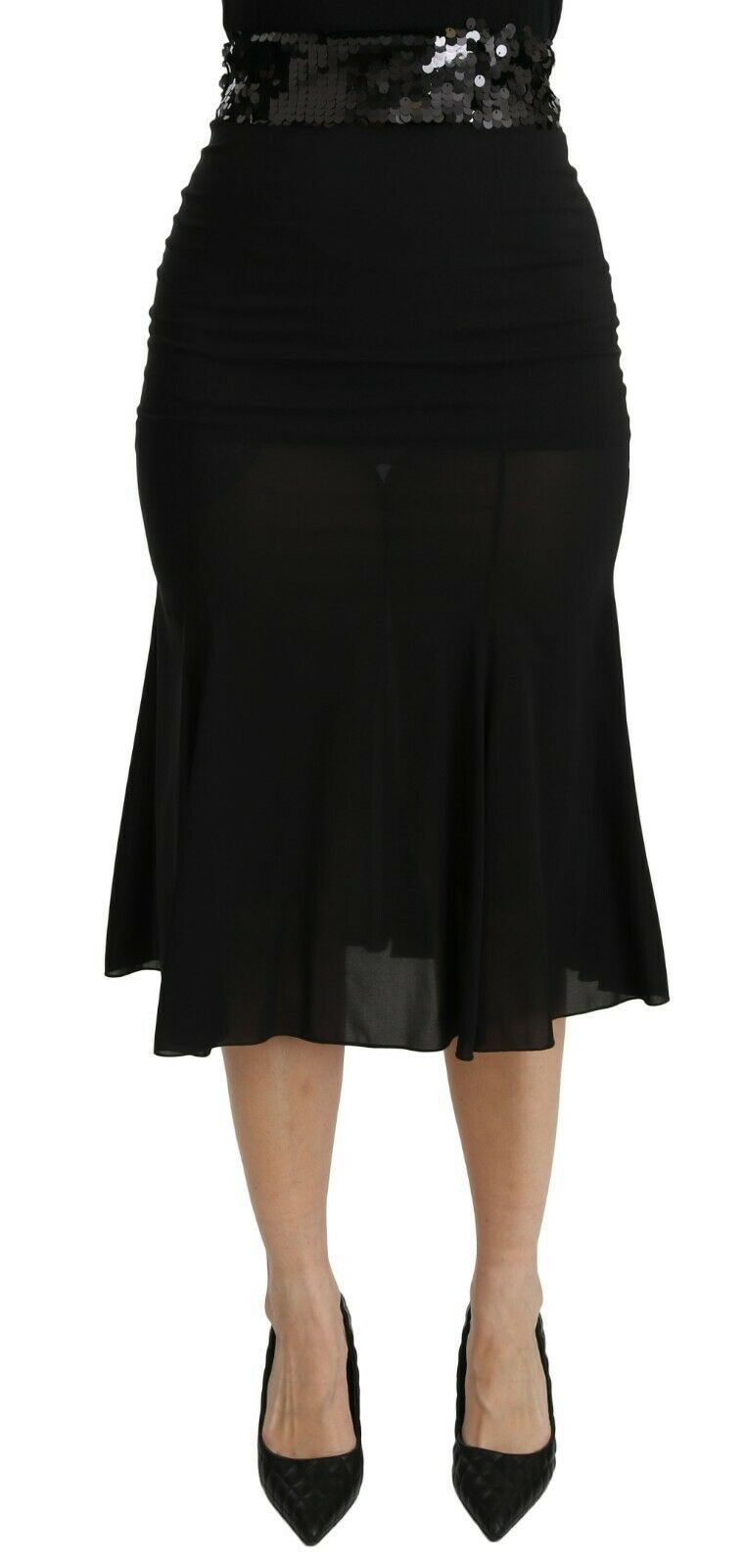 Black Dolce & Gabbana silk midi skirt