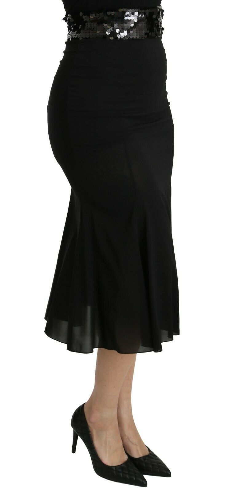 Black Dolce & Gabbana silk midi skirt