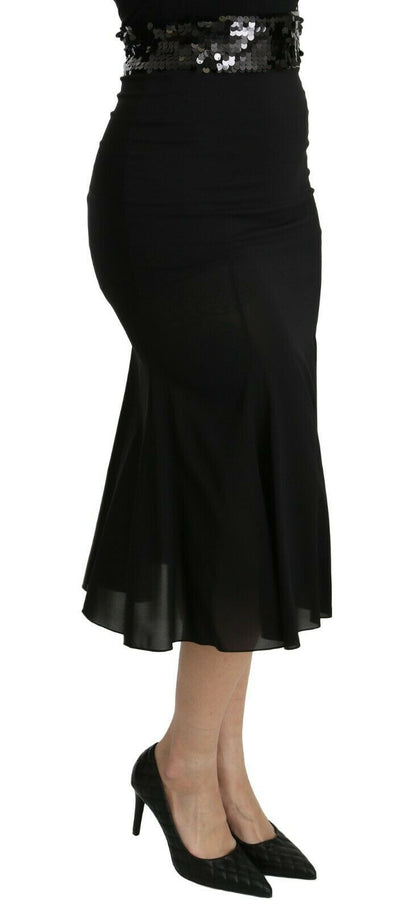 Black Dolce & Gabbana silk midi skirt