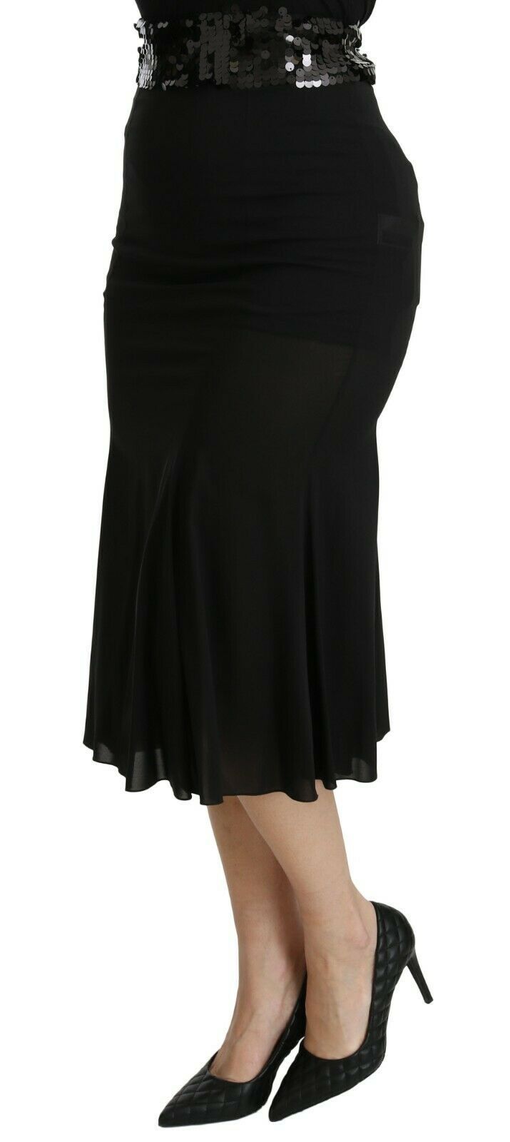 Black Dolce & Gabbana silk midi skirt