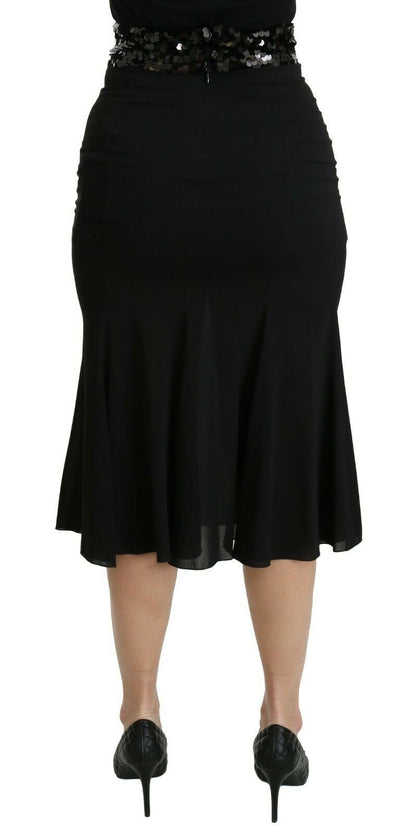 Black Dolce & Gabbana silk midi skirt