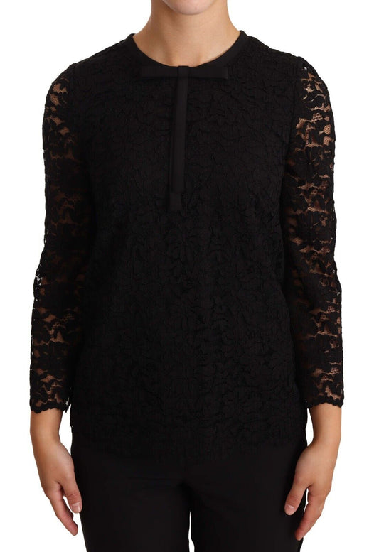 Dolce & Gabbana black floral lace nylon blouse top