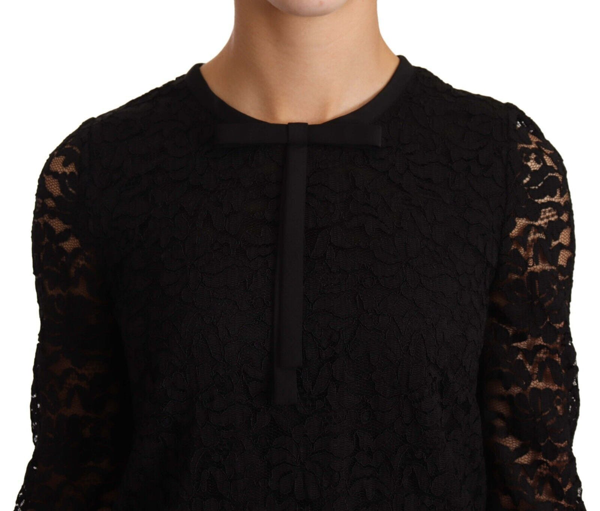 Dolce & Gabbana black floral lace nylon blouse top