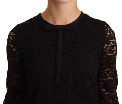 Dolce & Gabbana black floral lace nylon blouse top