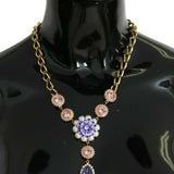 Dolce & Gabbana Elegant Alua Gold Crystal Floral Charm Necklace