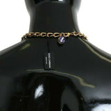 Dolce & Gabbana Elegant Alua Gold Crystal Floral Charm Necklace