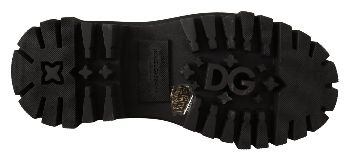 Dolce & Gabbana Studded Leather Combat Boots – Black
