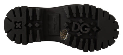 Dolce & Gabbana Studded Leather Combat Boots – Black