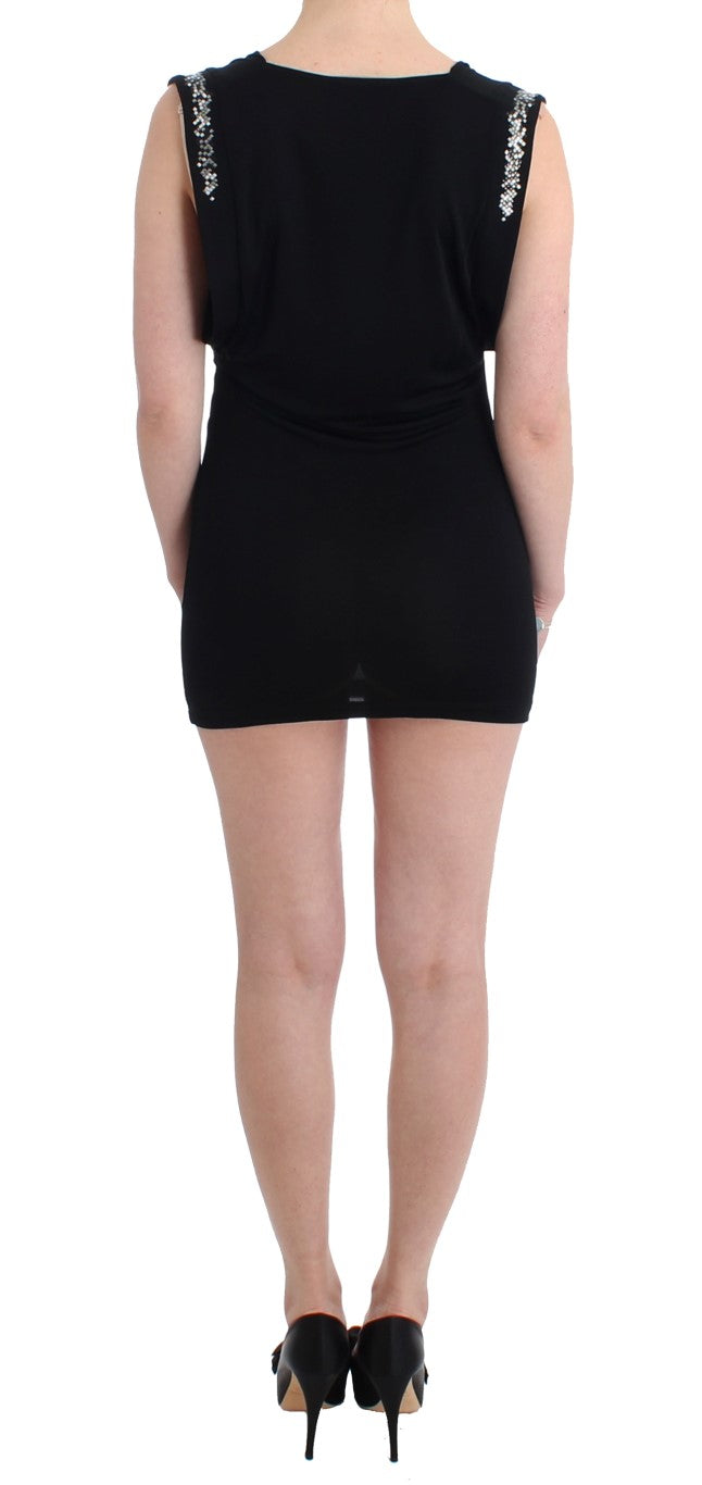 Roccobarocco Short Dress with Metal Details – Black