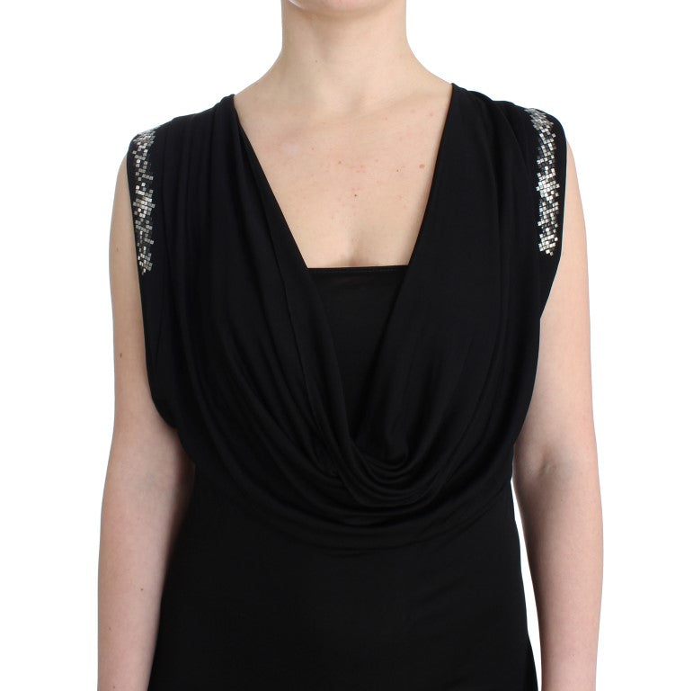 Roccobarocco Short Dress with Metal Details – Black