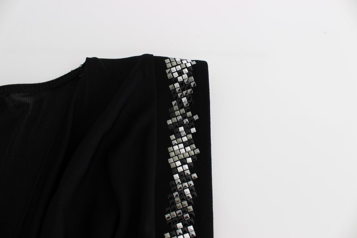 Roccobarocco Short Dress with Metal Details – Black