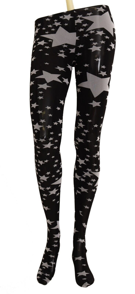 Dolce & Gabbana black nylon tights with white star print