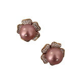 Dolce & Gabbana Elegant Alua Floral Crystal Pearl Clip-On Earrings