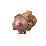 Dolce & Gabbana Elegant Alua Floral Crystal Pearl Clip-On Earrings