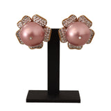 Dolce & Gabbana Elegant Alua Floral Crystal Pearl Clip-On Earrings
