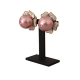 Dolce & Gabbana Elegant Alua Floral Crystal Pearl Clip-On Earrings