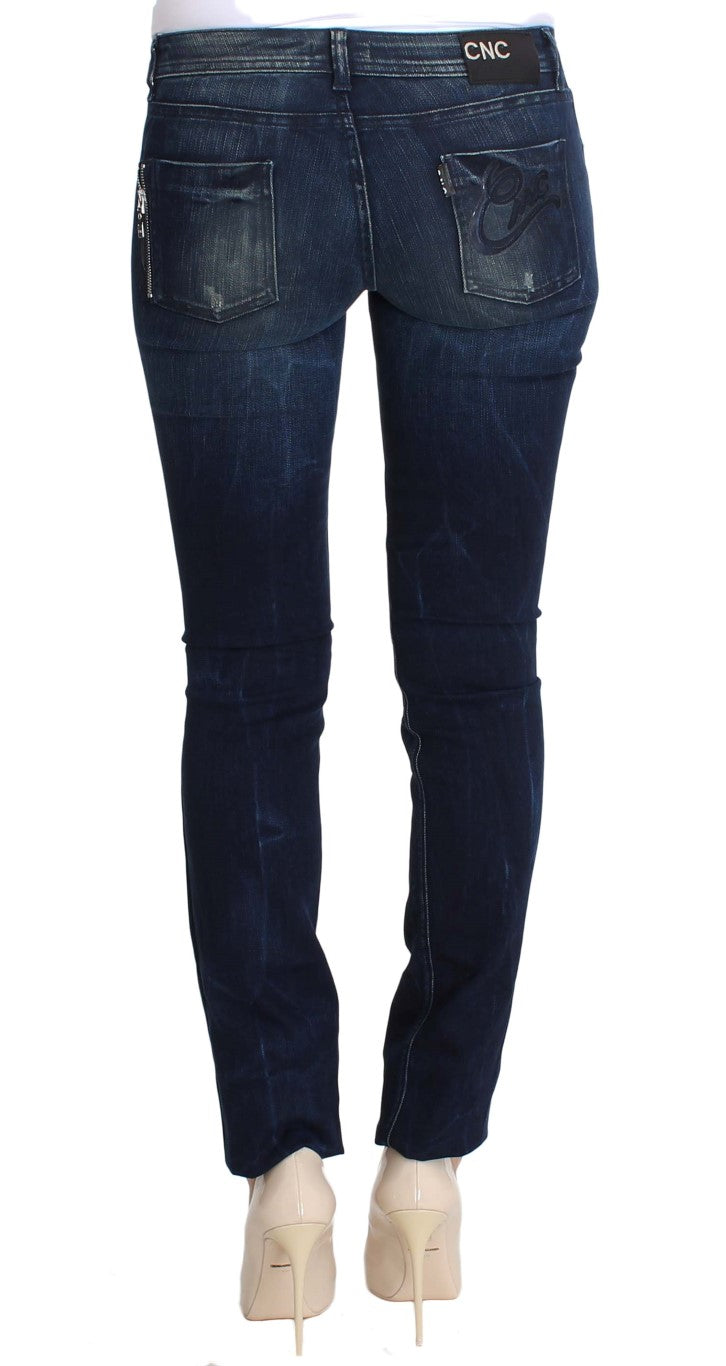 Blue wash Costume National CNC slim fit skinny jeans in cotton and polyester