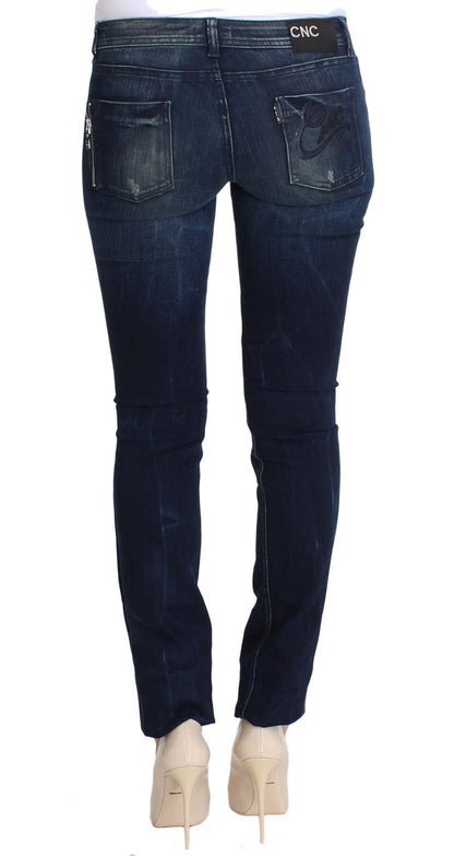 Blue wash Costume National CNC slim fit skinny jeans in cotton and polyester
